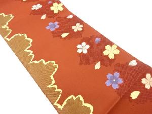 鹿の子に桜模様織出し袋帯